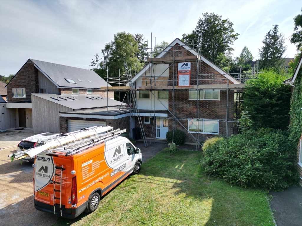 On call work van outside house